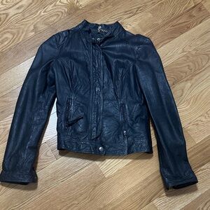 Women's Dark Grey Leather Jacket